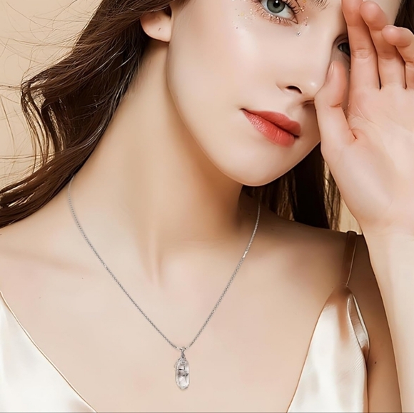 HERKIMER DIAMOND NATURAL HANDMADE Wrapped W Stainless Steel Chain - Picture 3 of 6